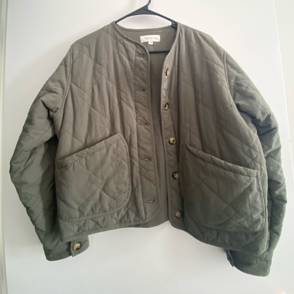 Olive Green Puffed Quilted Jacket from DownEast